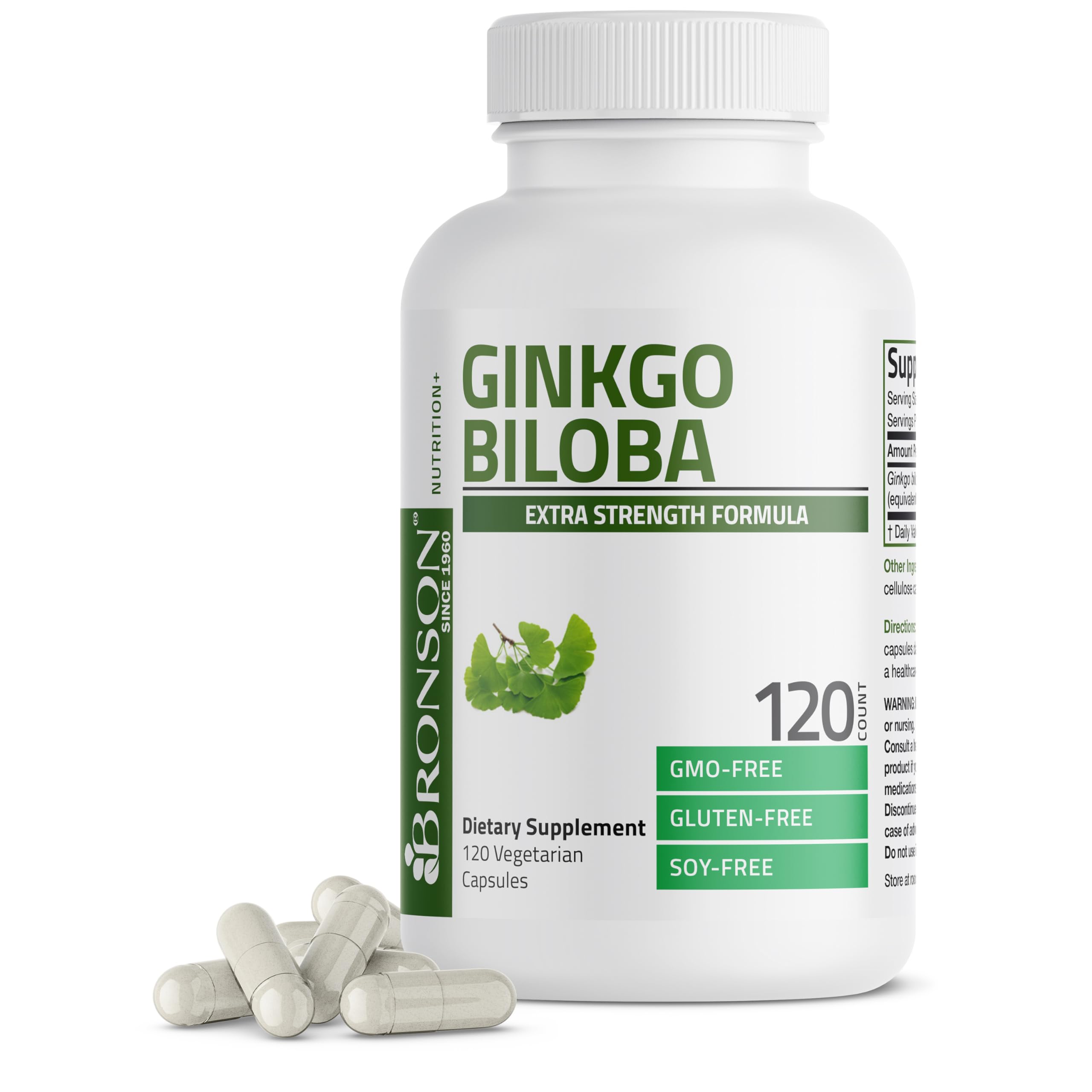 Bronson Ginkgo Biloba botella con cápsulas de fuerza extra para uso diario
