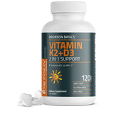 Bronson K2 D3, botella frontal, apoyo a la salud ósea y del sistema inmune.