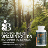 Bronson K2 D3 tabletas compactas, fáciles de tragar.