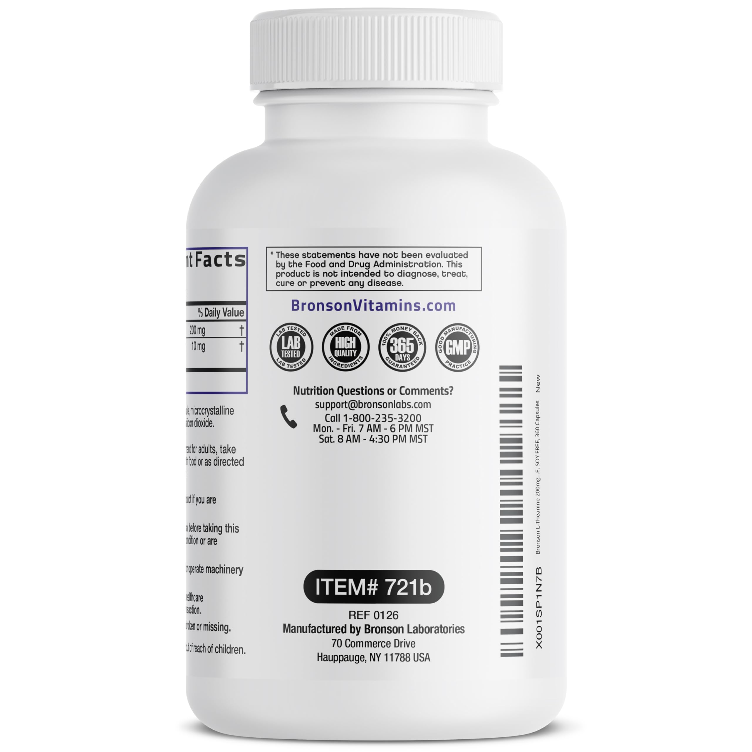 Bronson L-Theanine 200mg con pasiflora: enfoque natural para relajación diaria.