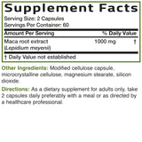 Bronson Maca Root Extra caja con información de ingredientes y usos.