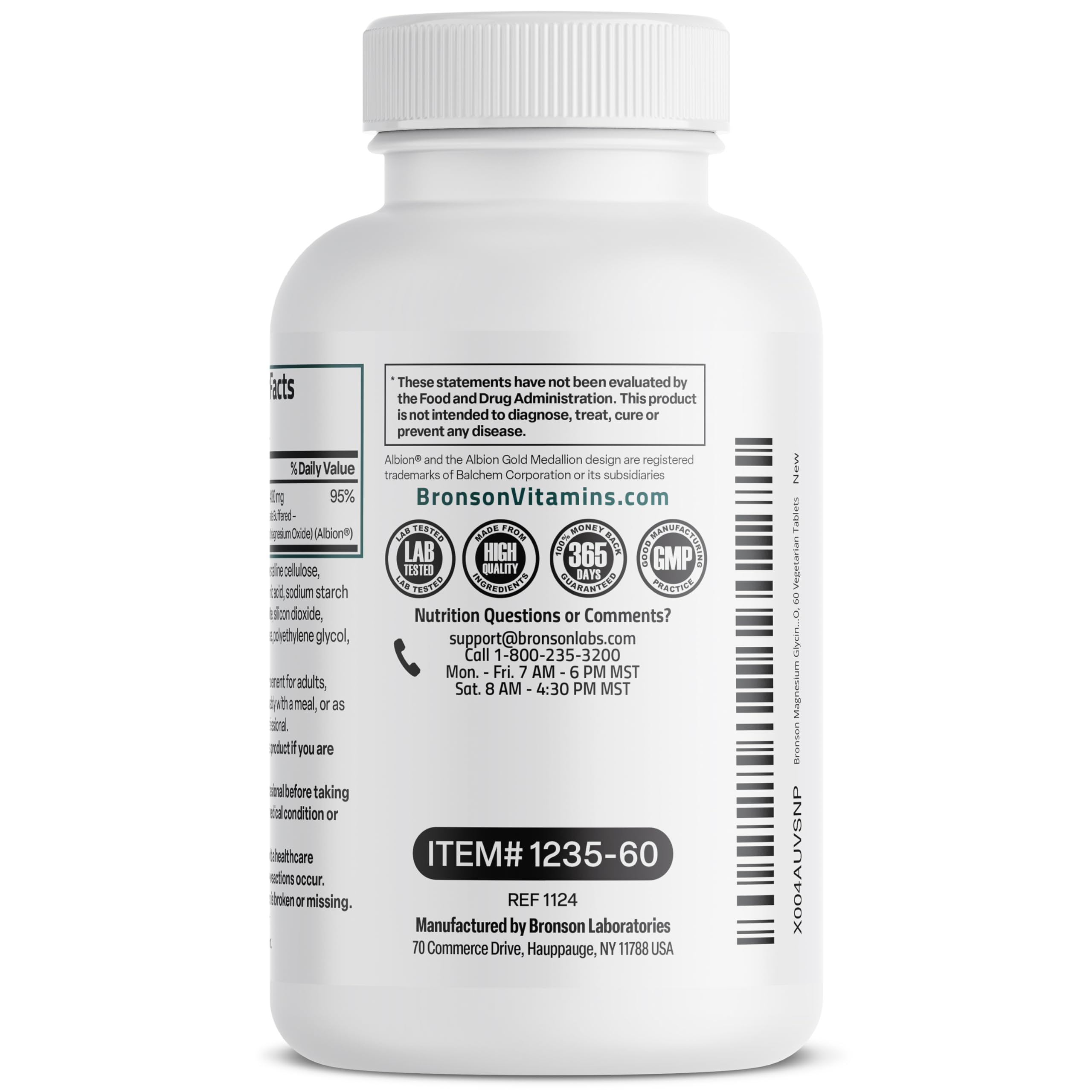 Bronson Magnesio Glicinato 400mg – proceso de calidad cGMP mostrado
