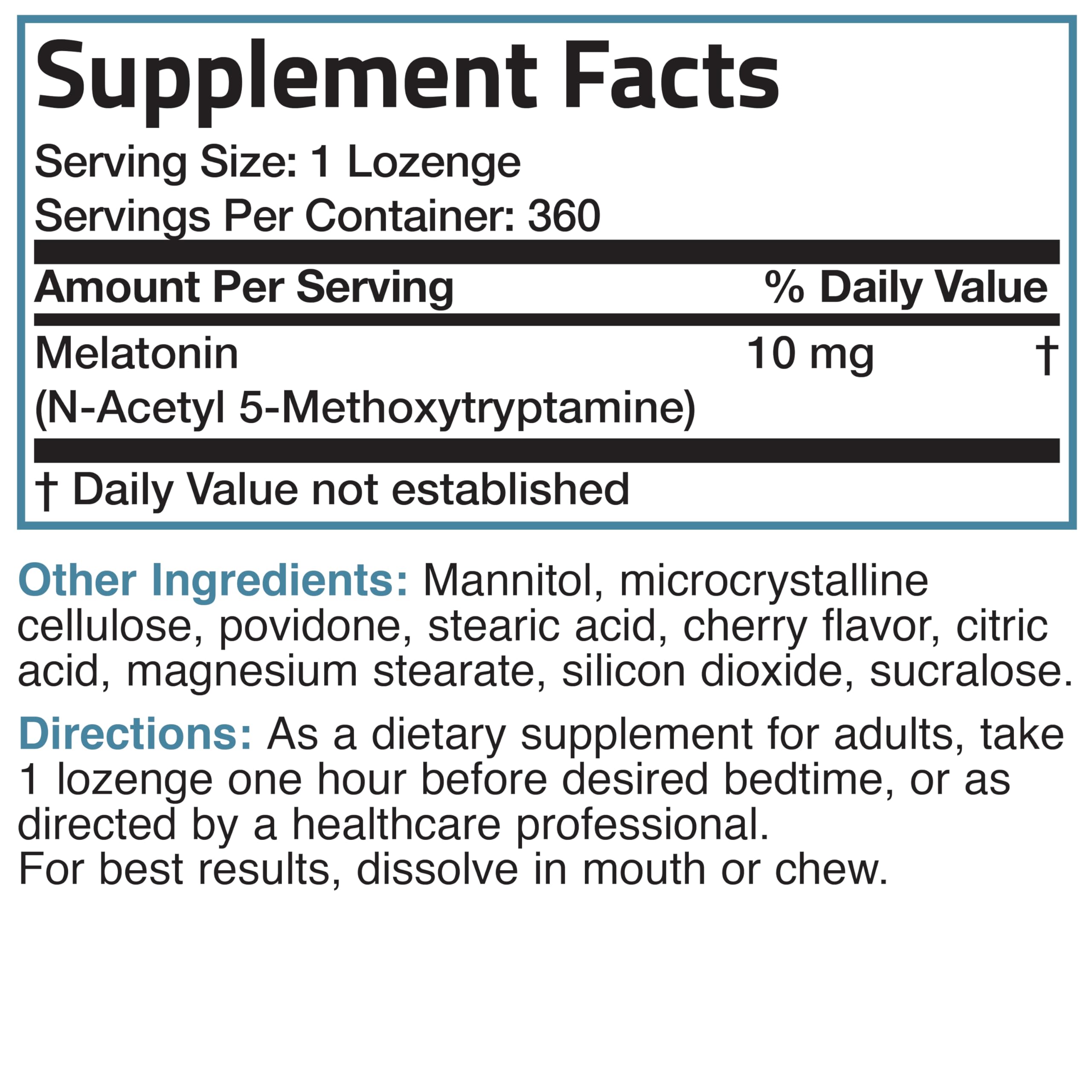 Bronson Melatonina 10 mg, tableta para dormir bien, sabor cereza