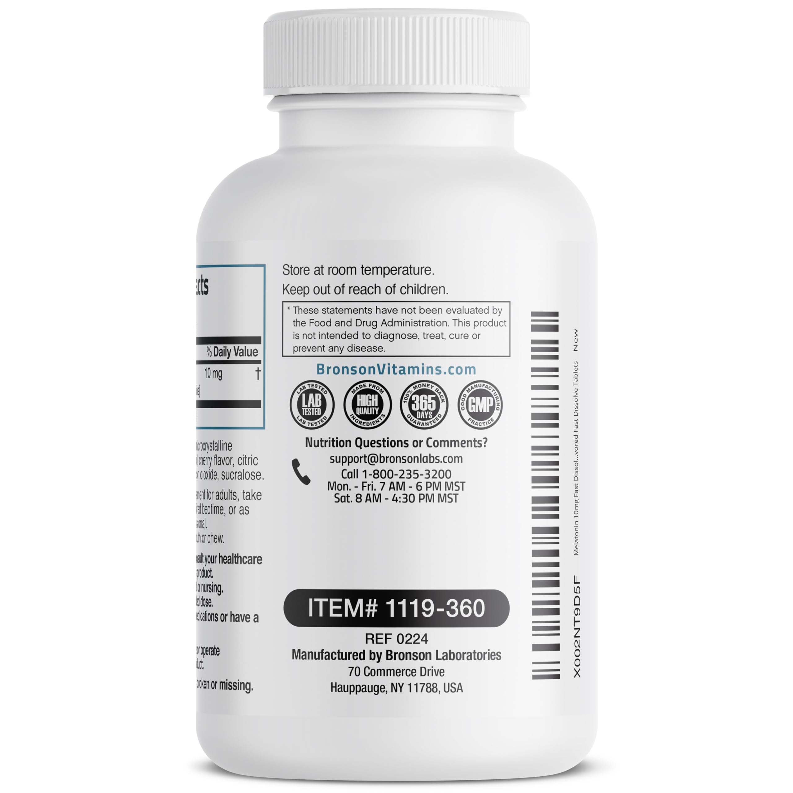 Bronson Melatonina 10 mg, tabletas vegetarianas sin gluten, para dormir