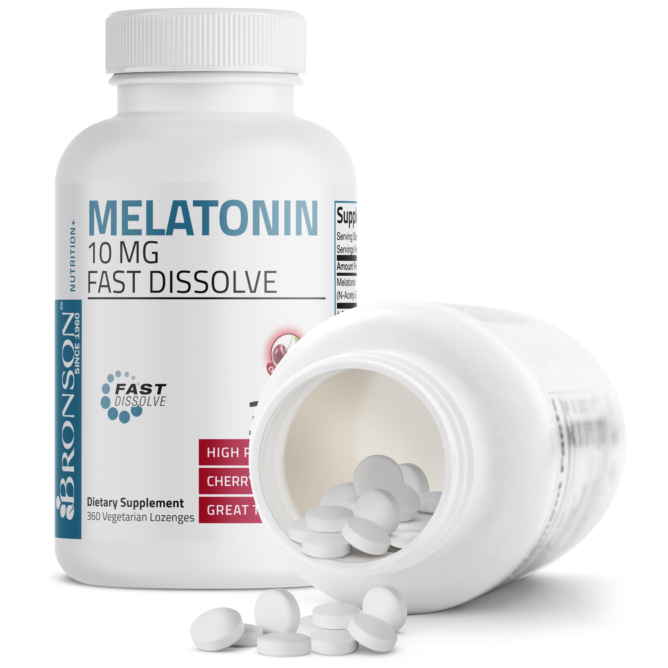 Bronson Melatonina 10 mg, soporte para uso nocturno, disolucion rapida
