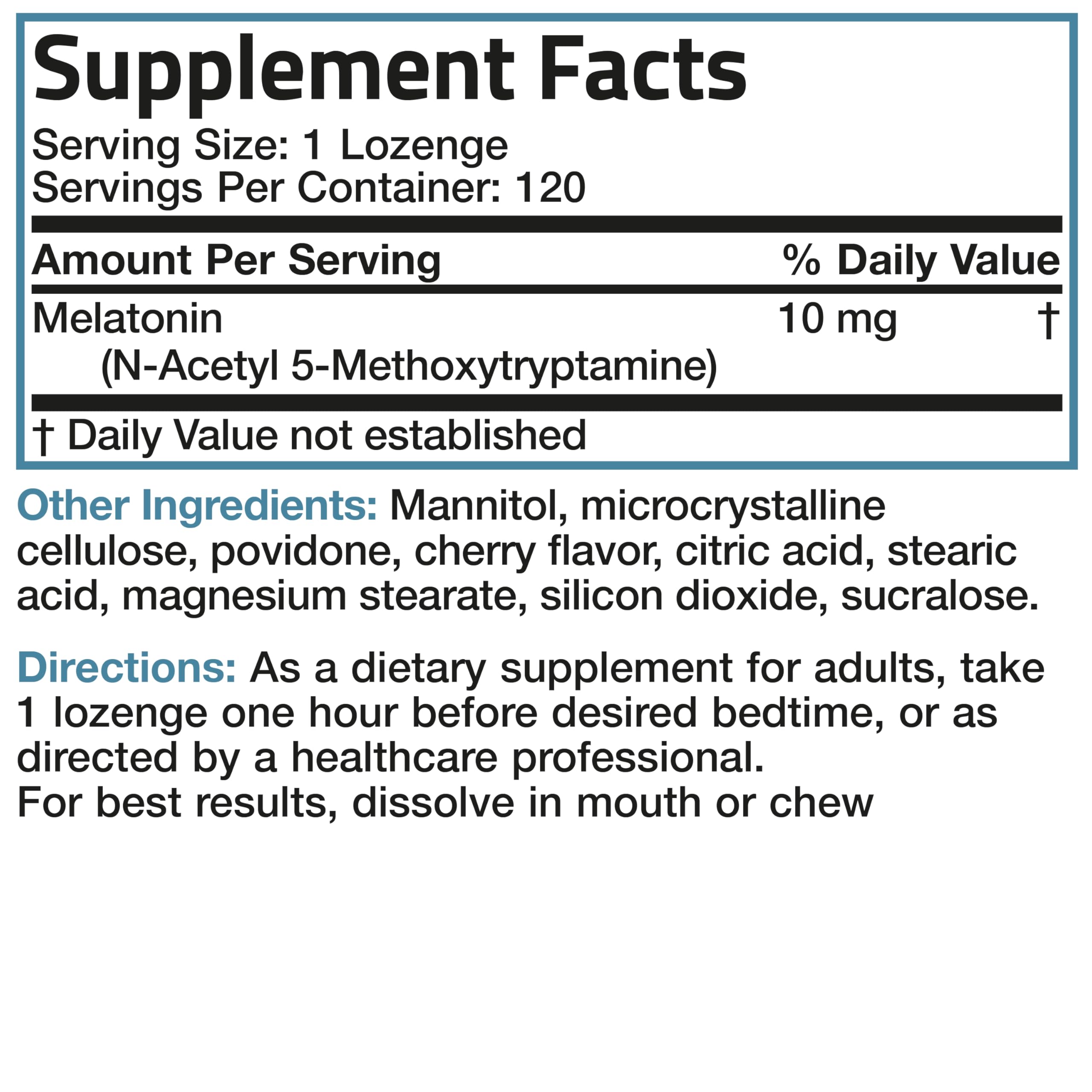 Bronson Melatonina 10 mg, tableta sabor cereza para despertar más fresco.