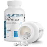 Bronson Melatonina 12mg, formato vegetariano y lista para uso nocturno.