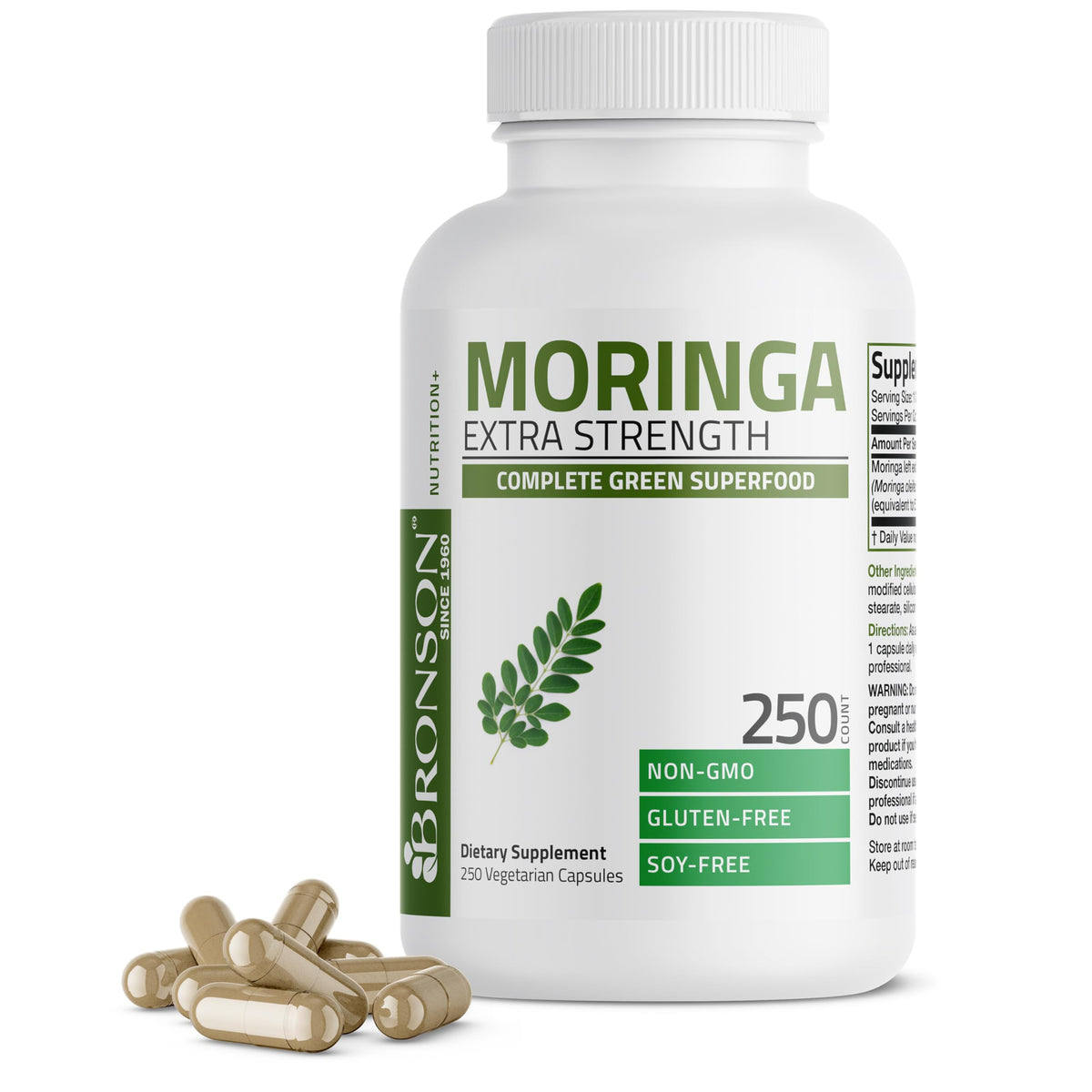 Bronson Moringa en cápsulas, frasco para energía diaria