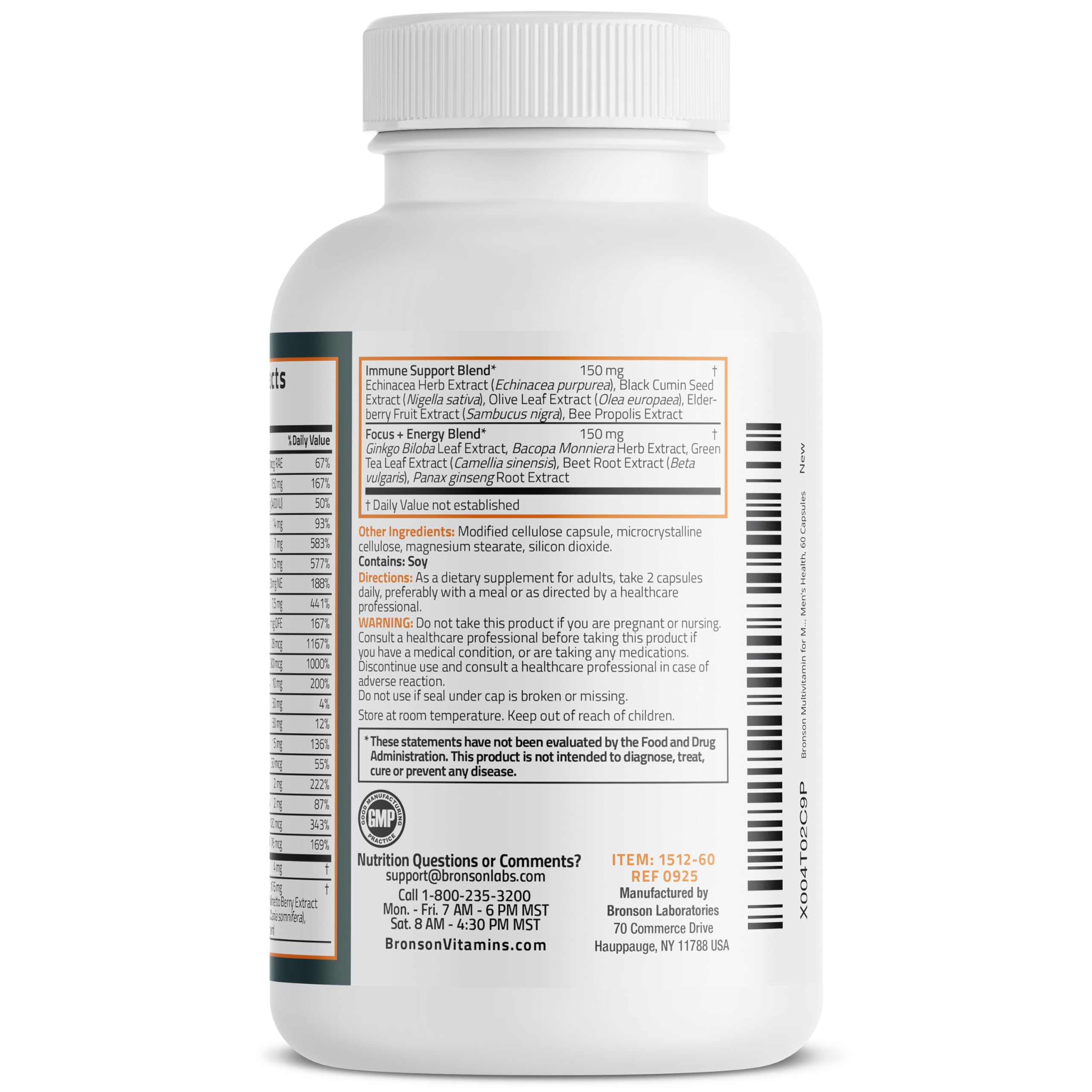 Bronson Multivitamin en mano, cápsulas visibles para hombres activos.