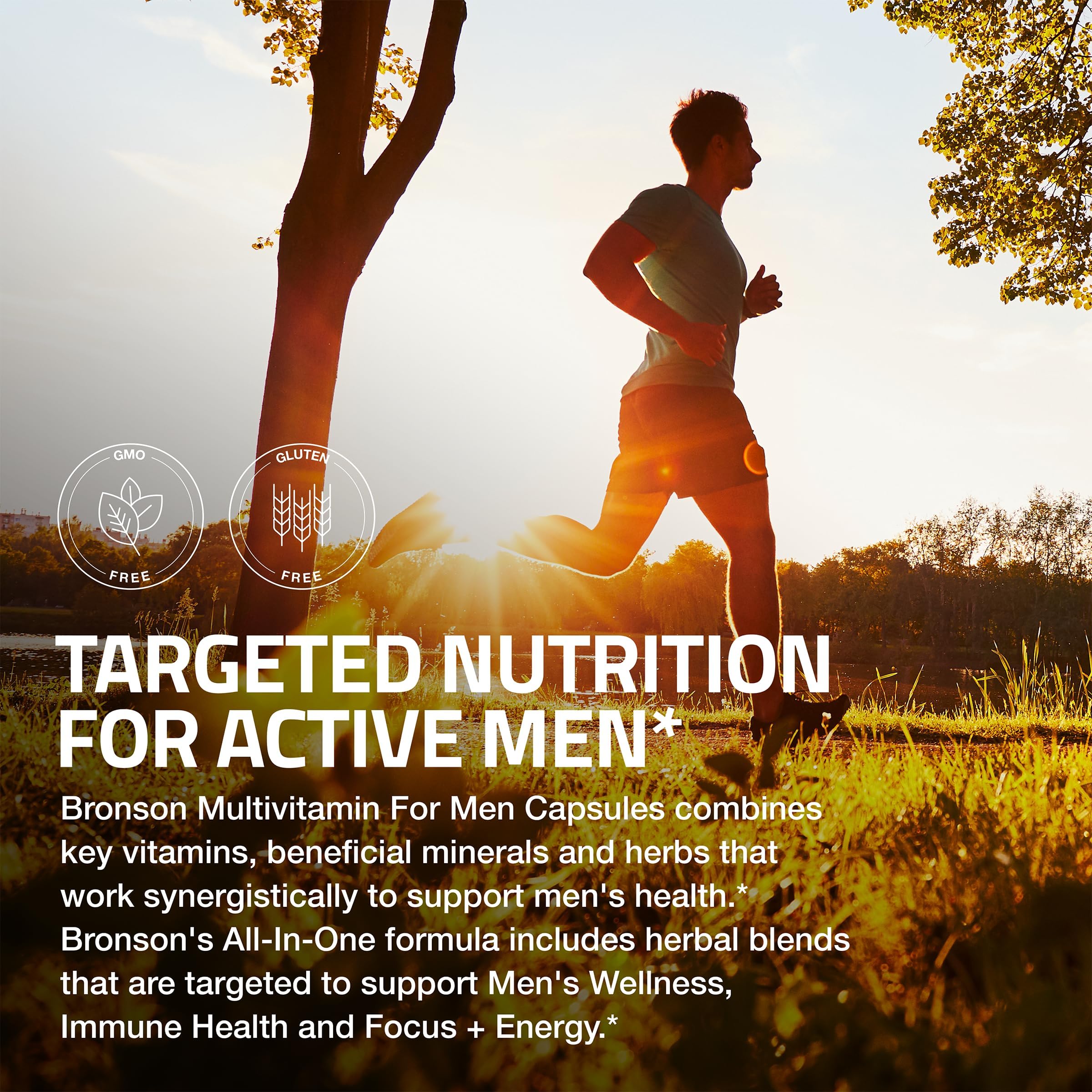 Bronson Multivitamin, cápsulas para uso diario, apoyo a la vitalidad masculina.