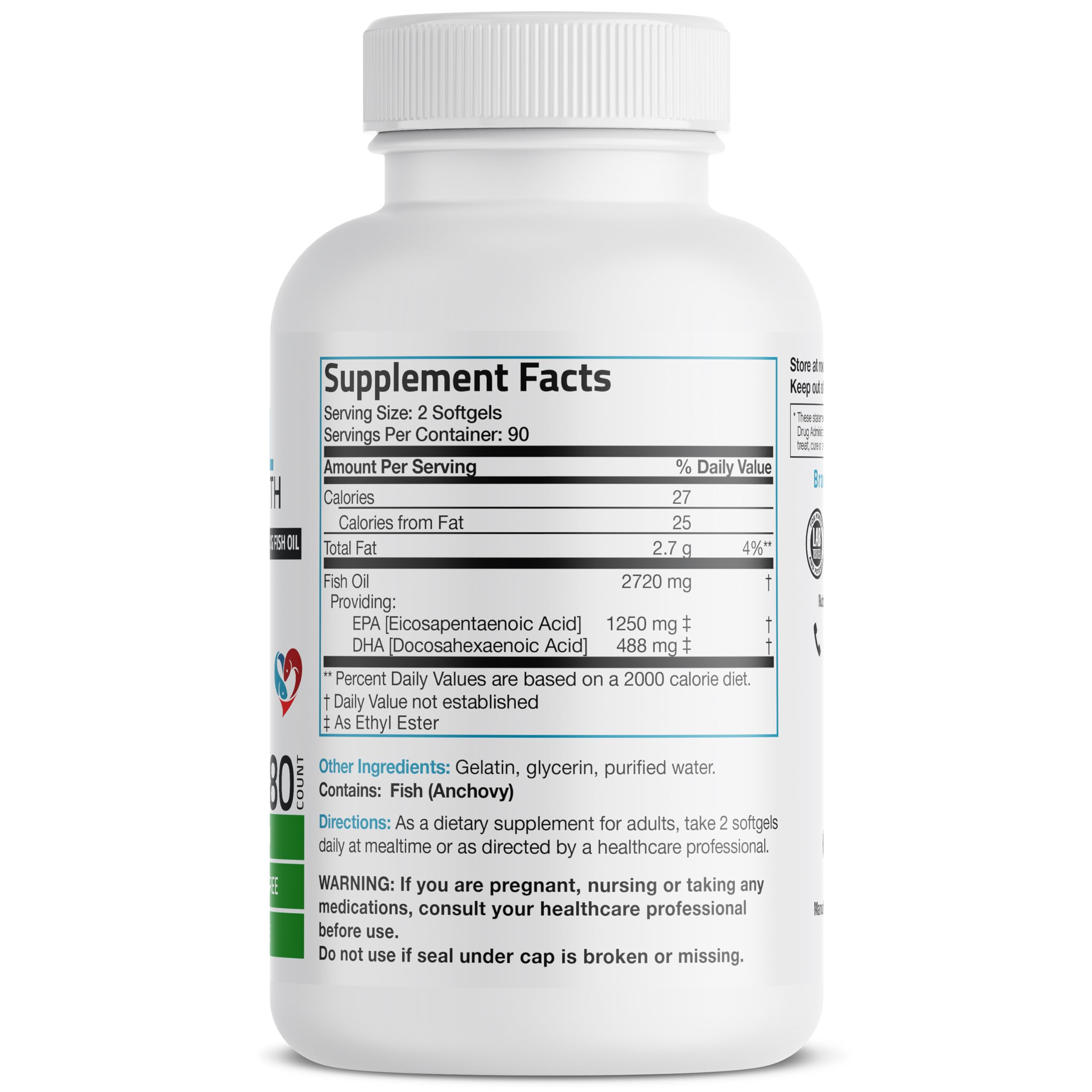Bronson Omega 3: frasco de cápsulas blandas para consumo diario.