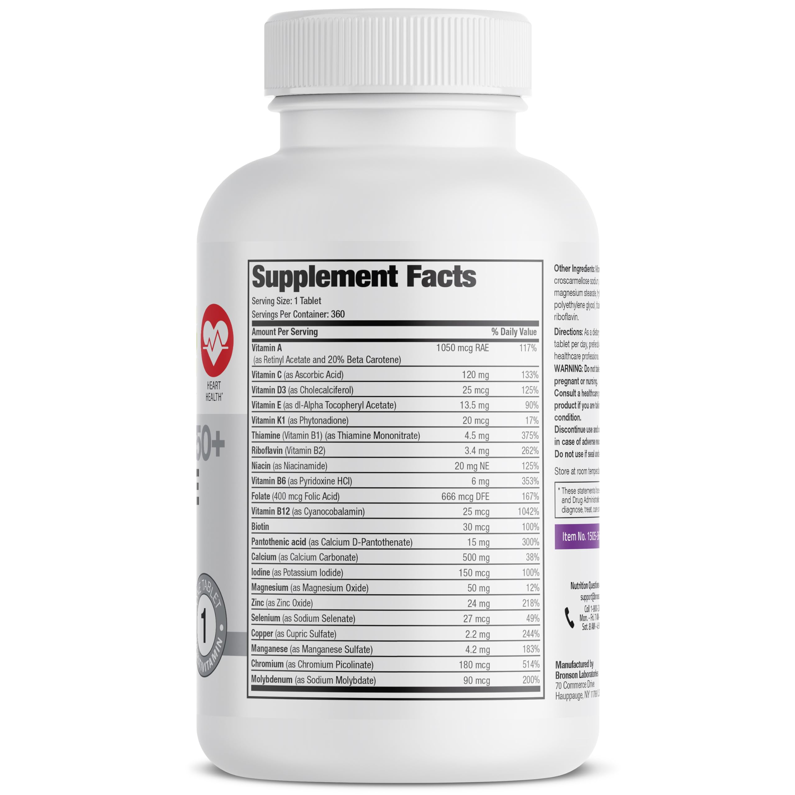 Bronson One Daily Multivitamin en botella: dosis diarias para bienestar femenino 50+.