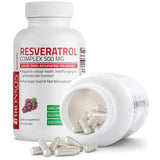 Bronson Resveratrol 500, botella con etiqueta legible y dosis recomendada