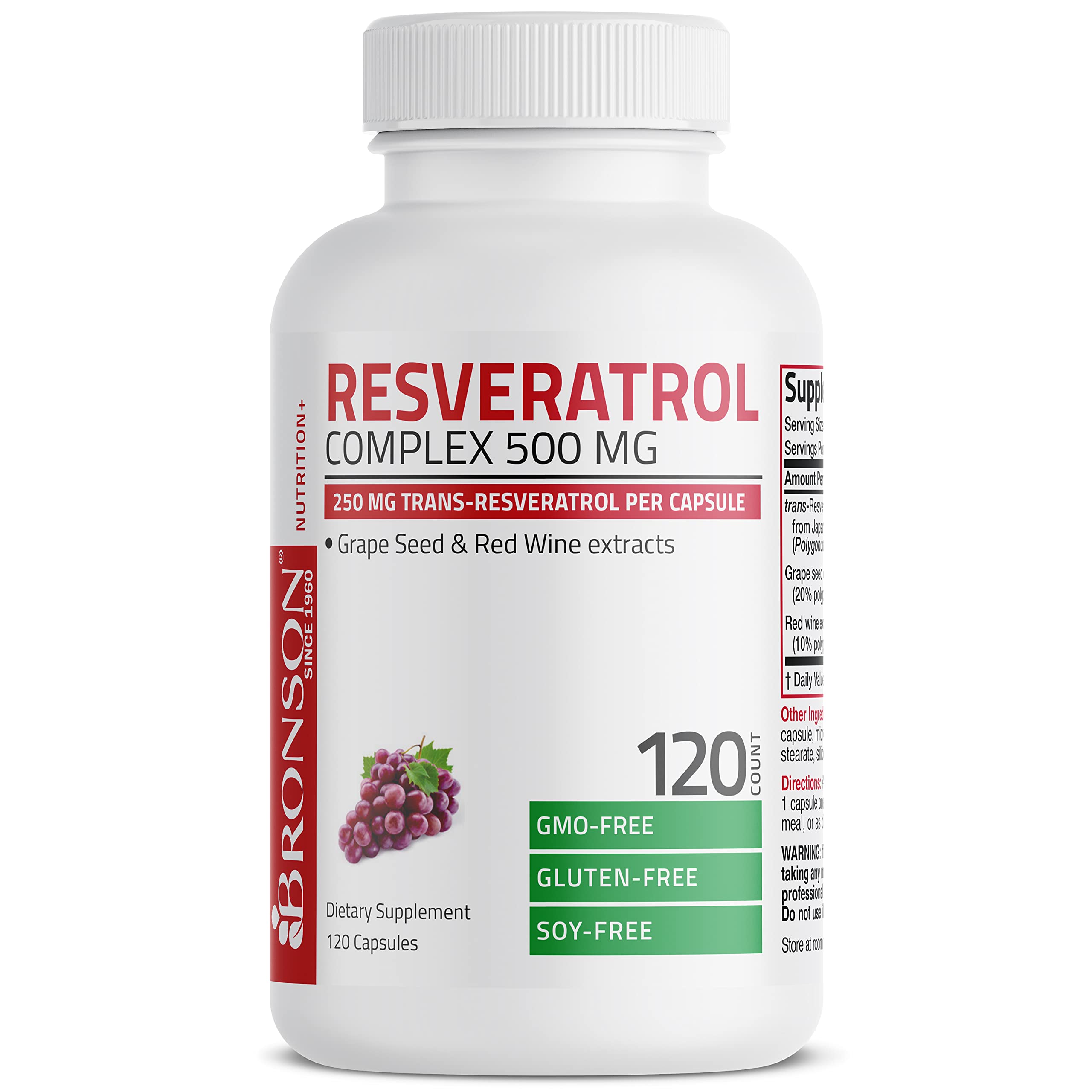 Bronson Resveratrol 500, cápsulas en mano para referencia de consumo diario