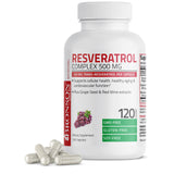 Bronson Resveratrol 500 cápsulas en frasco, posible apoyo a la salud celular