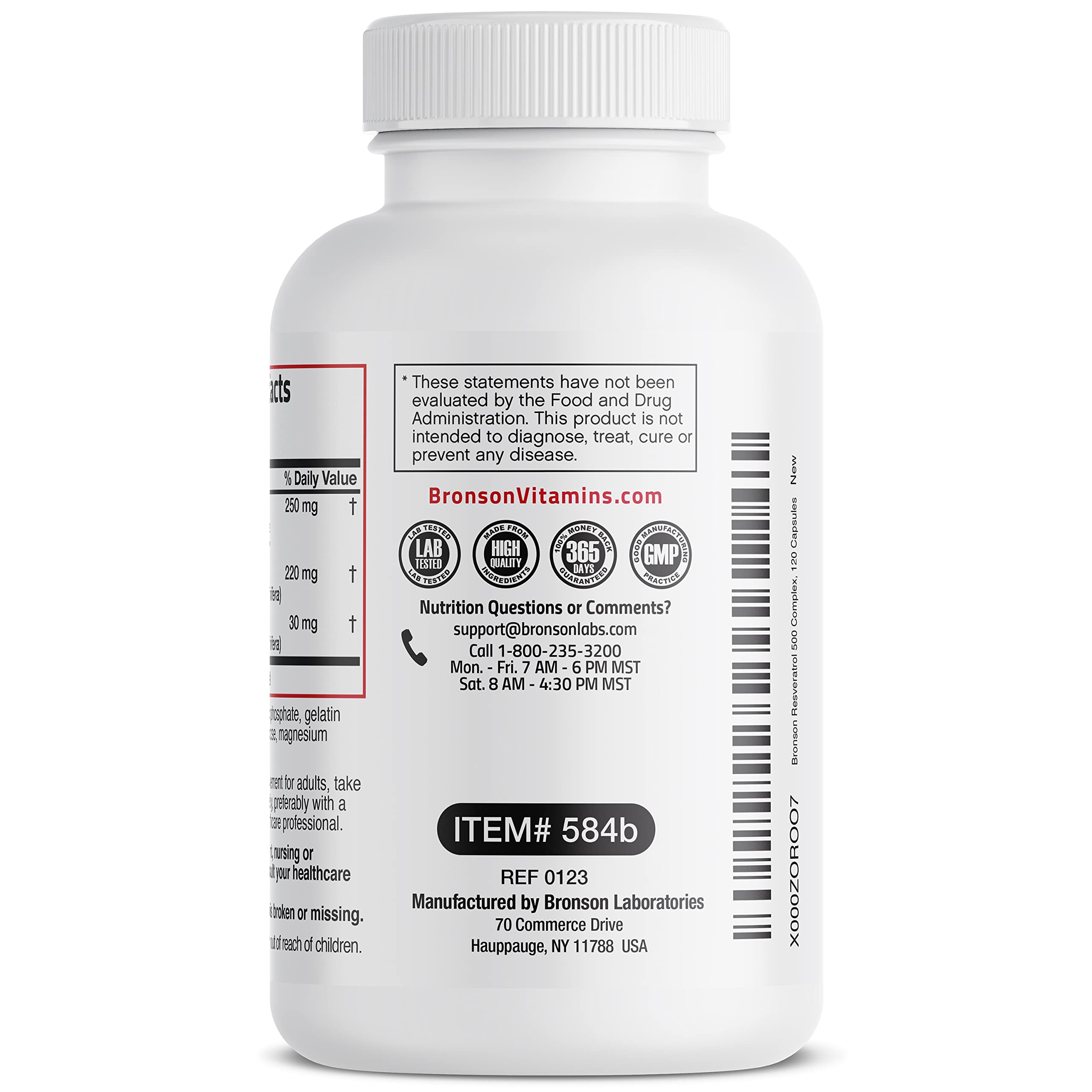 Bronson Resveratrol 500, imagen de embalaje que transmite estándares de calidad