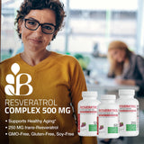 Bronson Resveratrol 500, etiqueta frontal que destaca ingredientes naturales