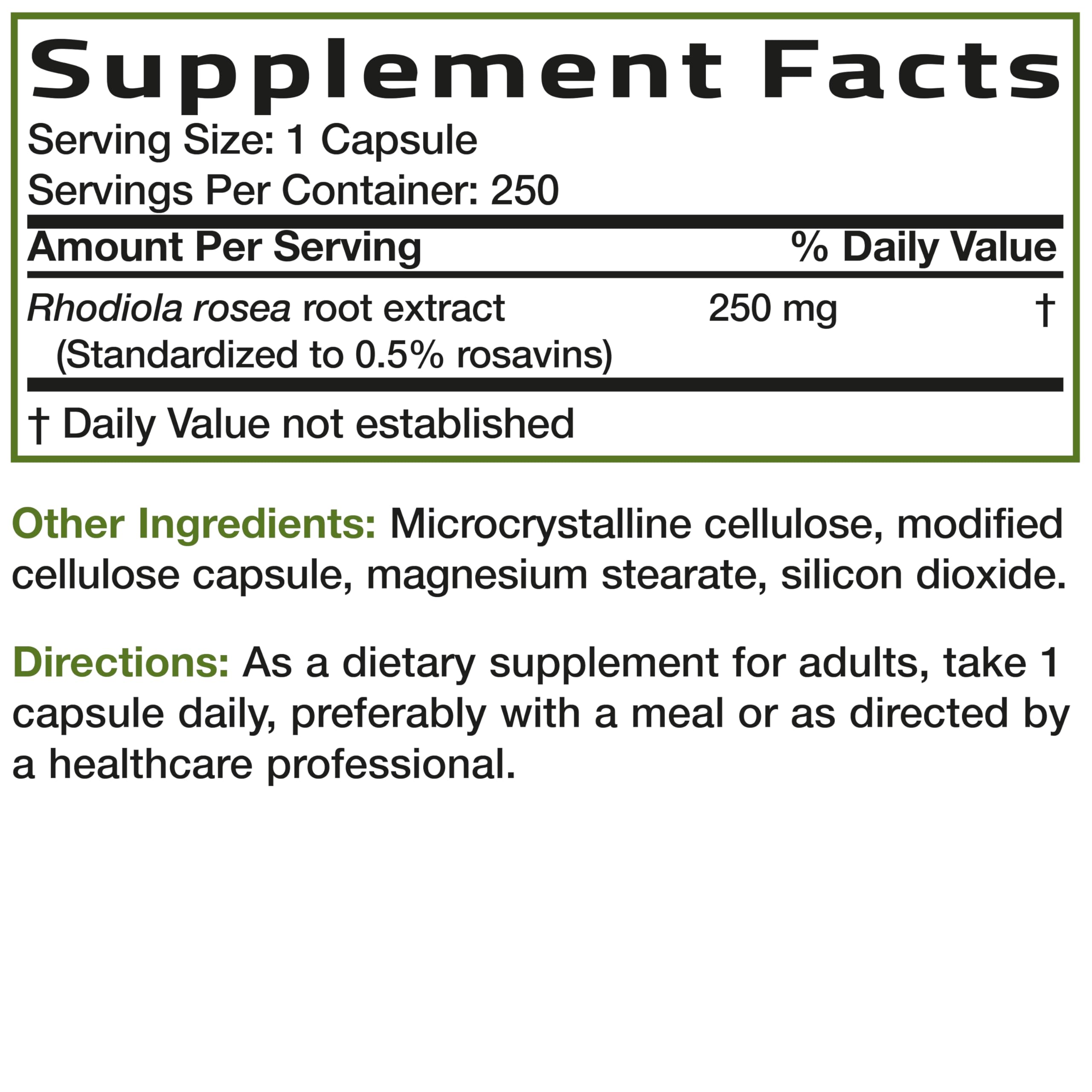 Cápsulas en mano de Bronson Rhodiola Rosea, formato práctico para todas las jornadas.