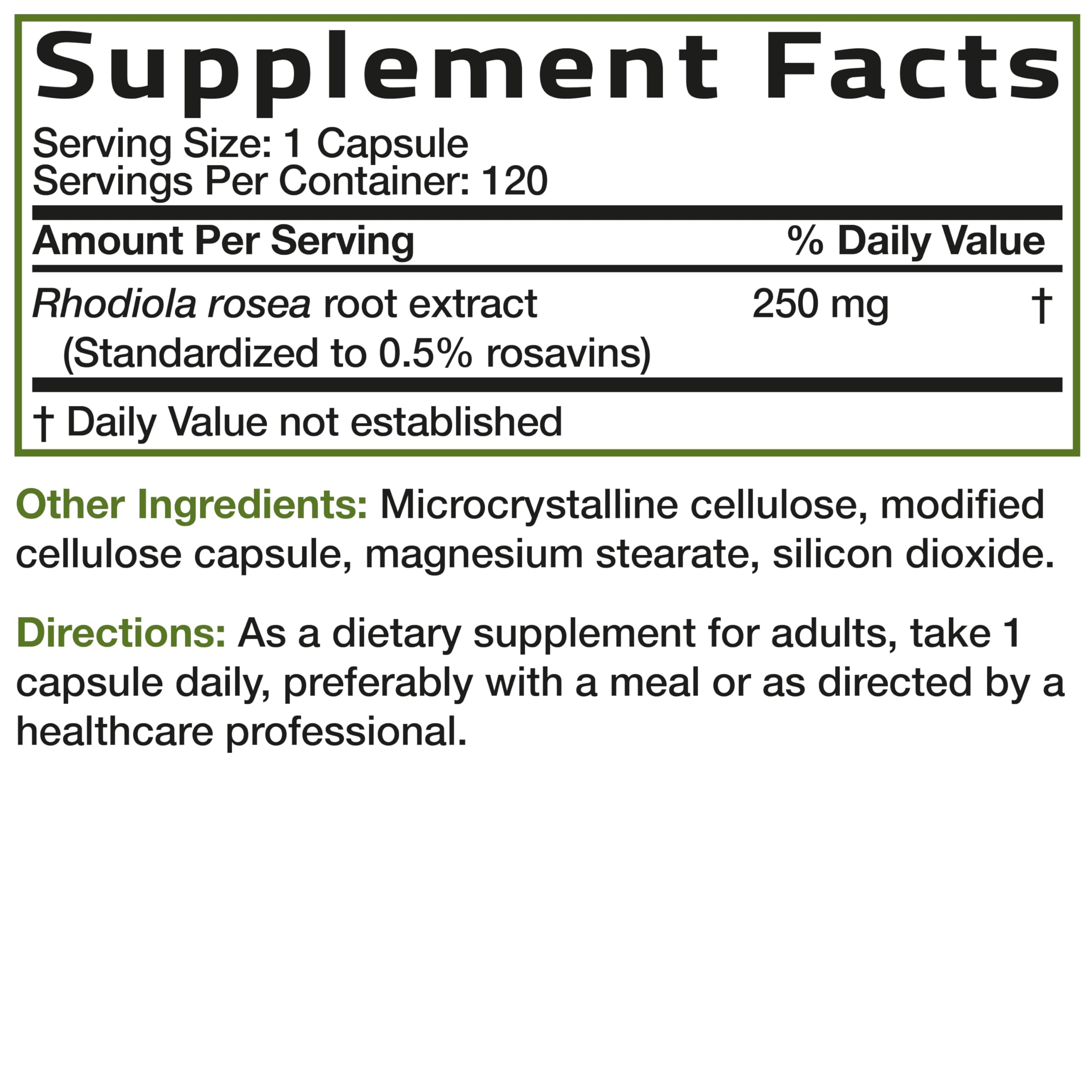 Bronson Rhodiola Rosea: uso diario para apoyar concentración y equilibrio emocional.