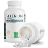 Bronson Selenium 200 mcg, tapa de cierre hermético, mantiene la frescura del producto.