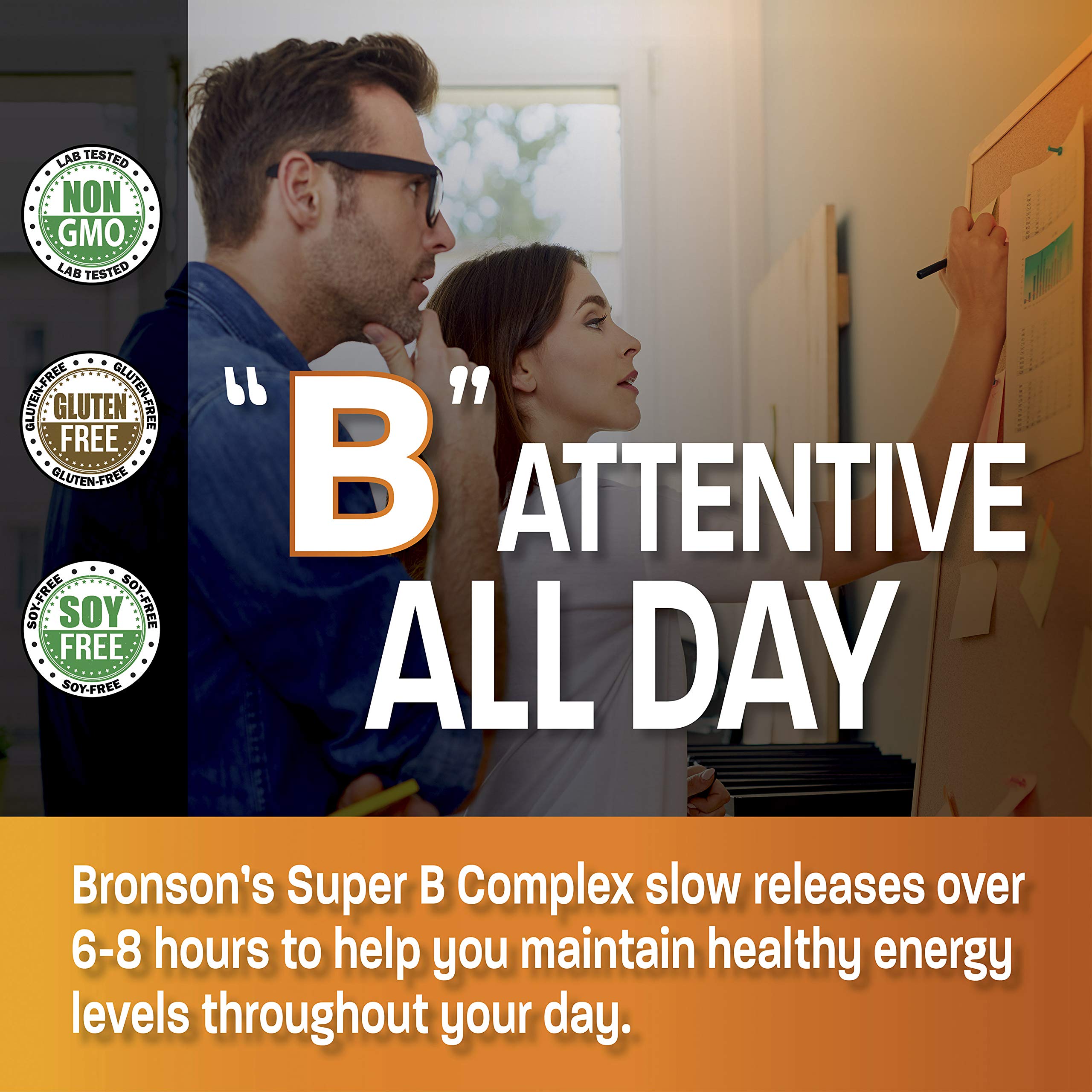 Bronson Super B cápsulas en manos, dosis sostenida para energía estable.