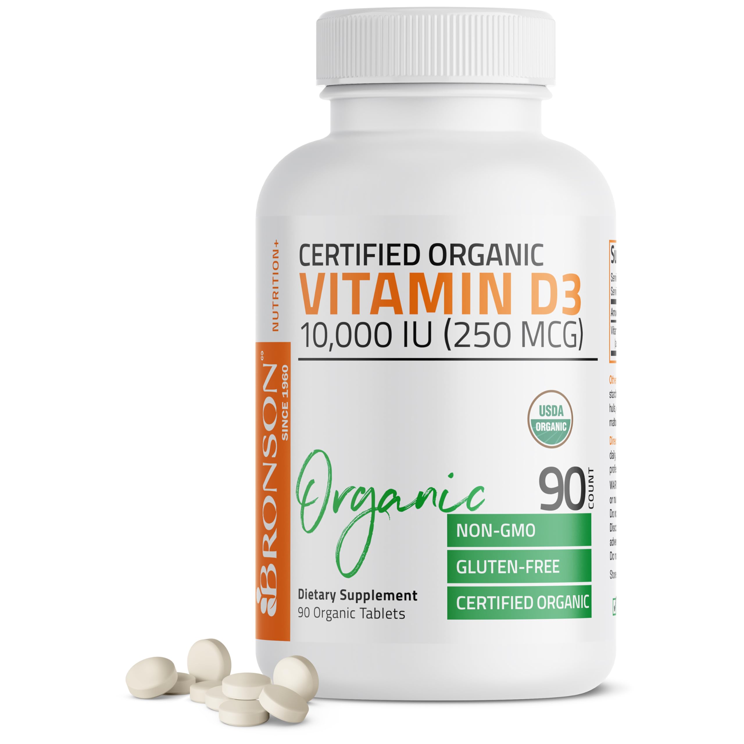 Bronson Vitamina D3 10,000 UI, bote de cápsulas para soporte óseo y muscular