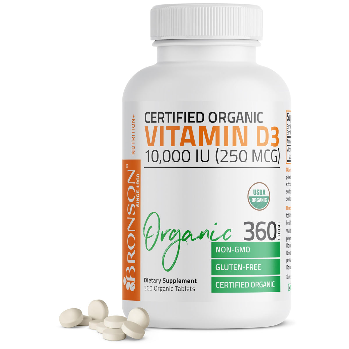 Bronson Vitamina D3 10000UI - botella: suplemento diario para la salud ósea.