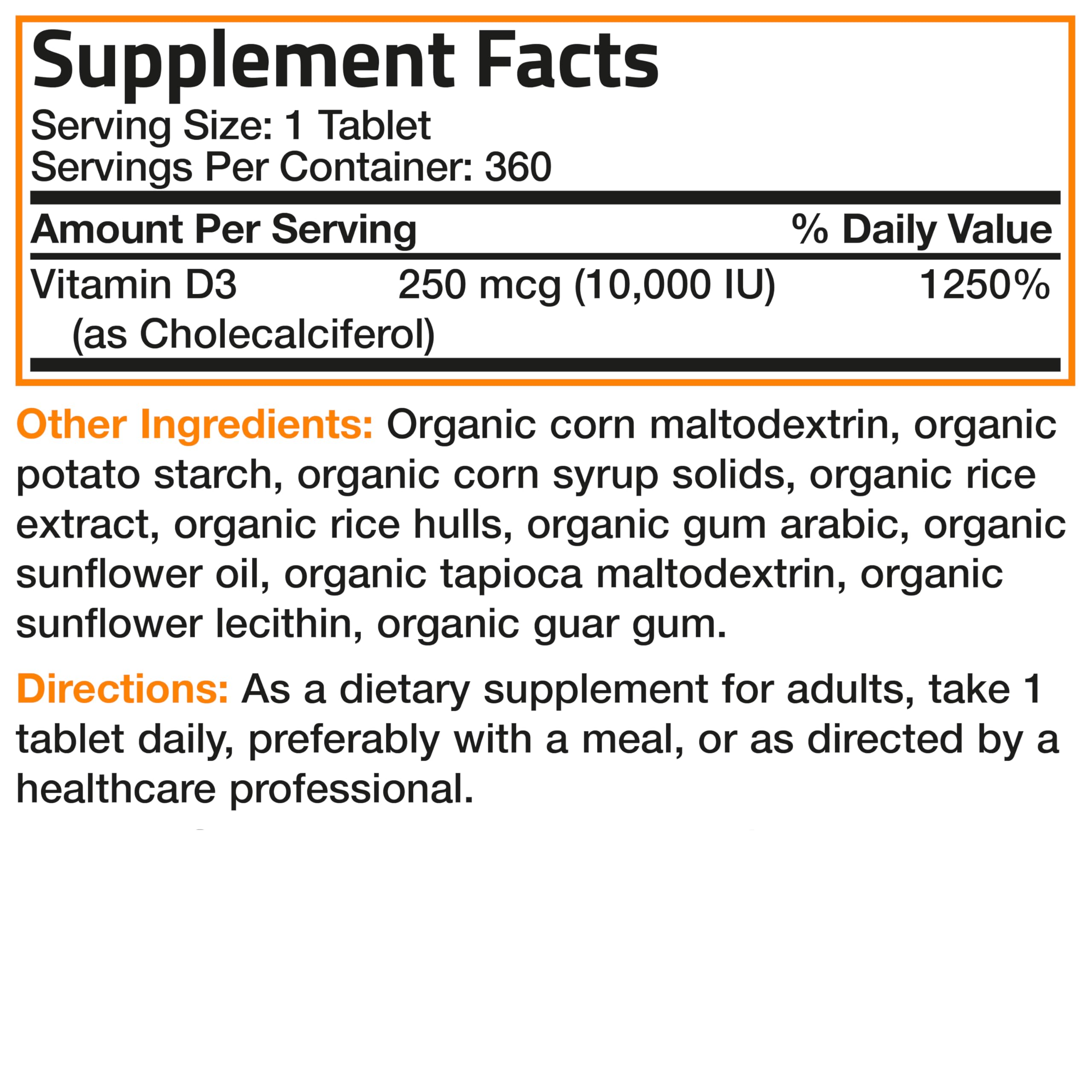 Bronson Vitamina D3 10000UI - certificación orgánica: garantía de calidad.