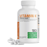 Bronson Vitamina K Triple Play, cápsulas, posible apoyo a la salud ósea diaria.