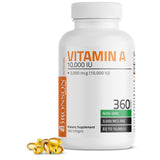 Bronson Vitamina A 10,000 UI, bote de cápsulas blandas, apoyo a la visión diaria.