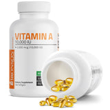 Bronson Vitamina A 10,000 UI, en caja, uso diario sencillo.