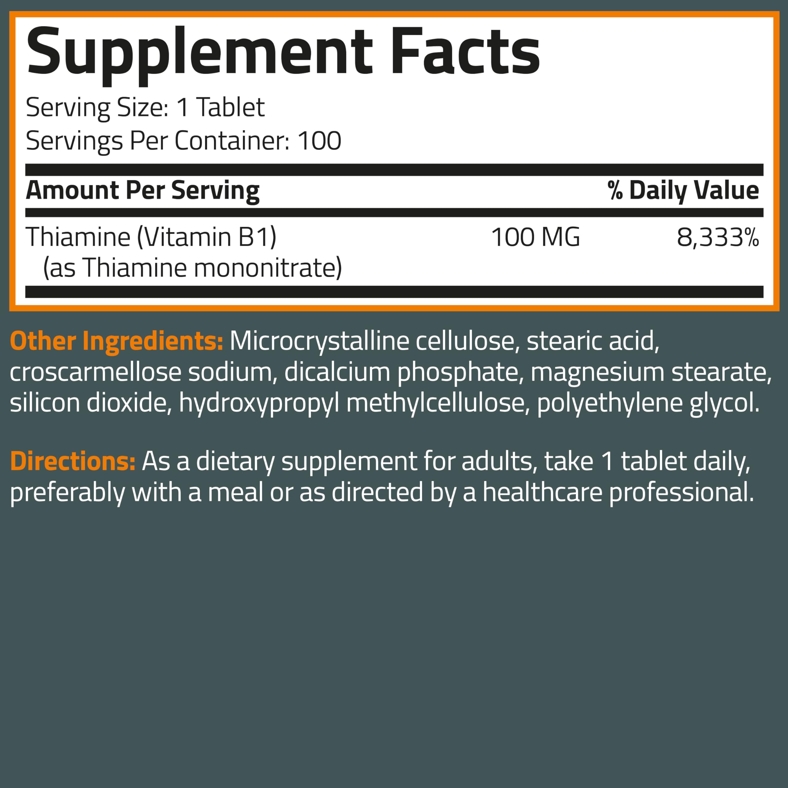 Uso diario recomendado con Bronson Vitamina B1 100 mg.