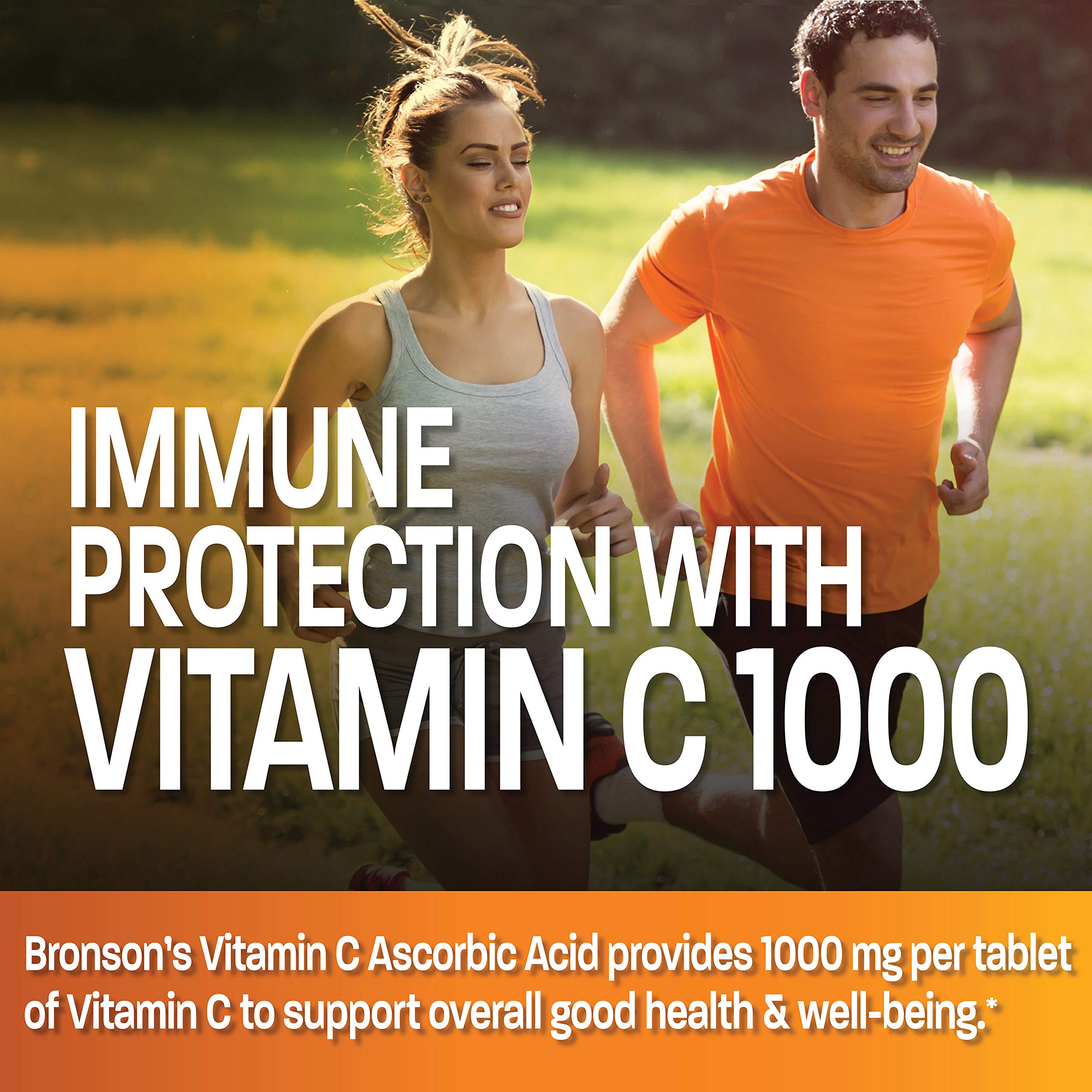 Caja de empaque de Bronson Vitamina C 1000 mg, presentación clara.