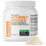 Bronson Vitamina C en polvo con ascorbato de sodio en envase, uso suave para el estómago.