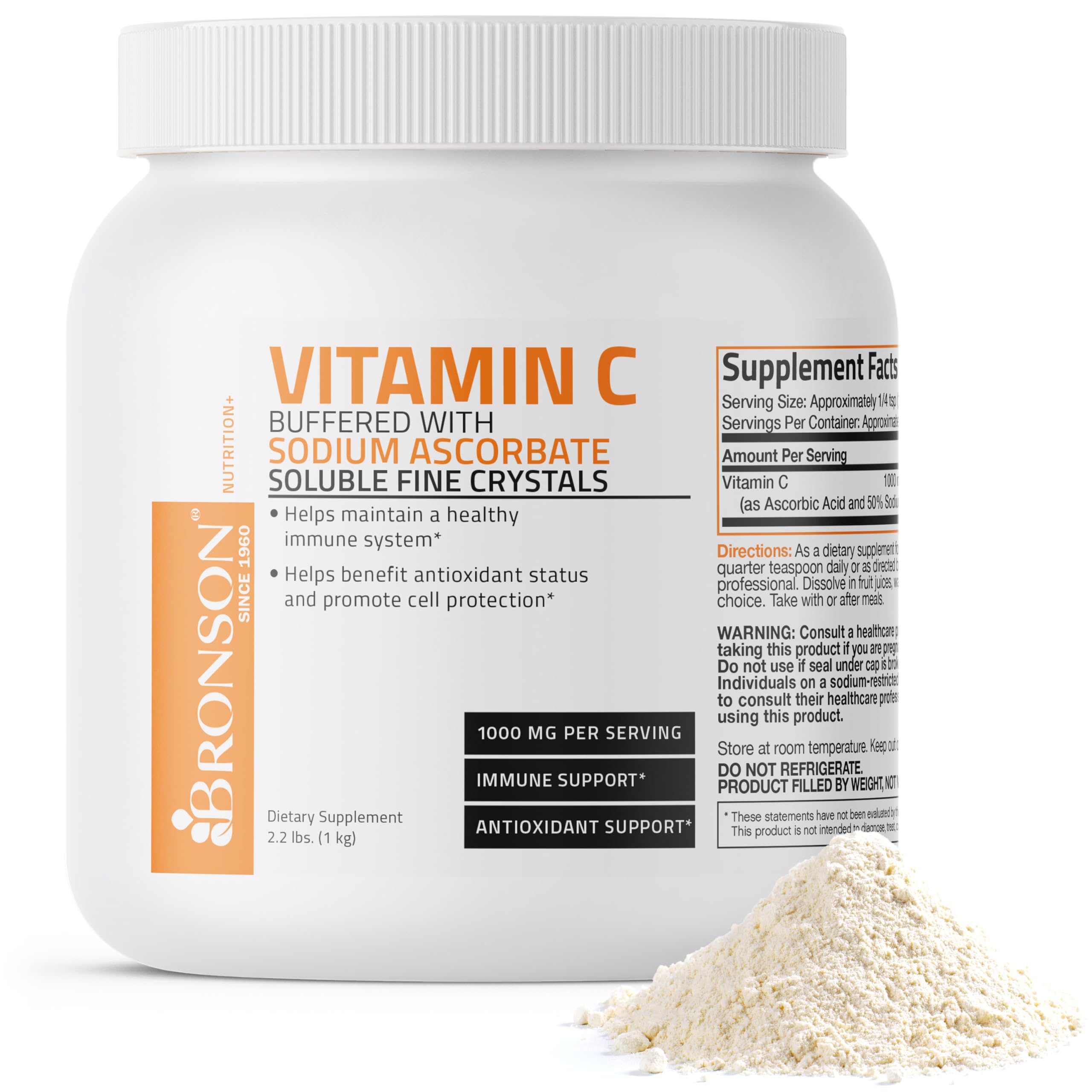 Bronson Vitamina C polvo, dosificación precisa para uso diario