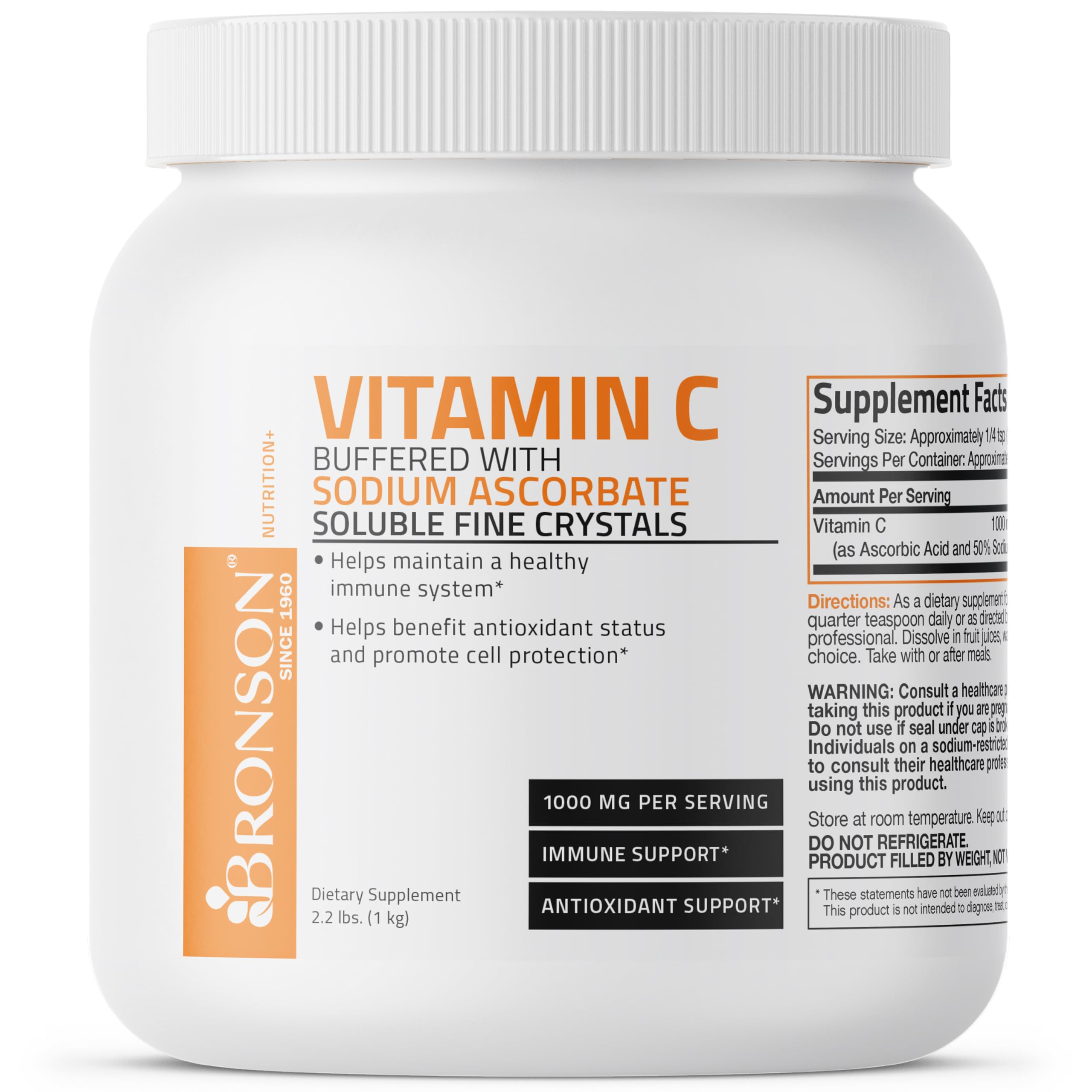 Bronson Vitamina C polvo en taza lista para beber