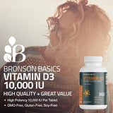 Bronson Vitamina D3 sin OGM y sin gluten para sensibilidades alimentarias.