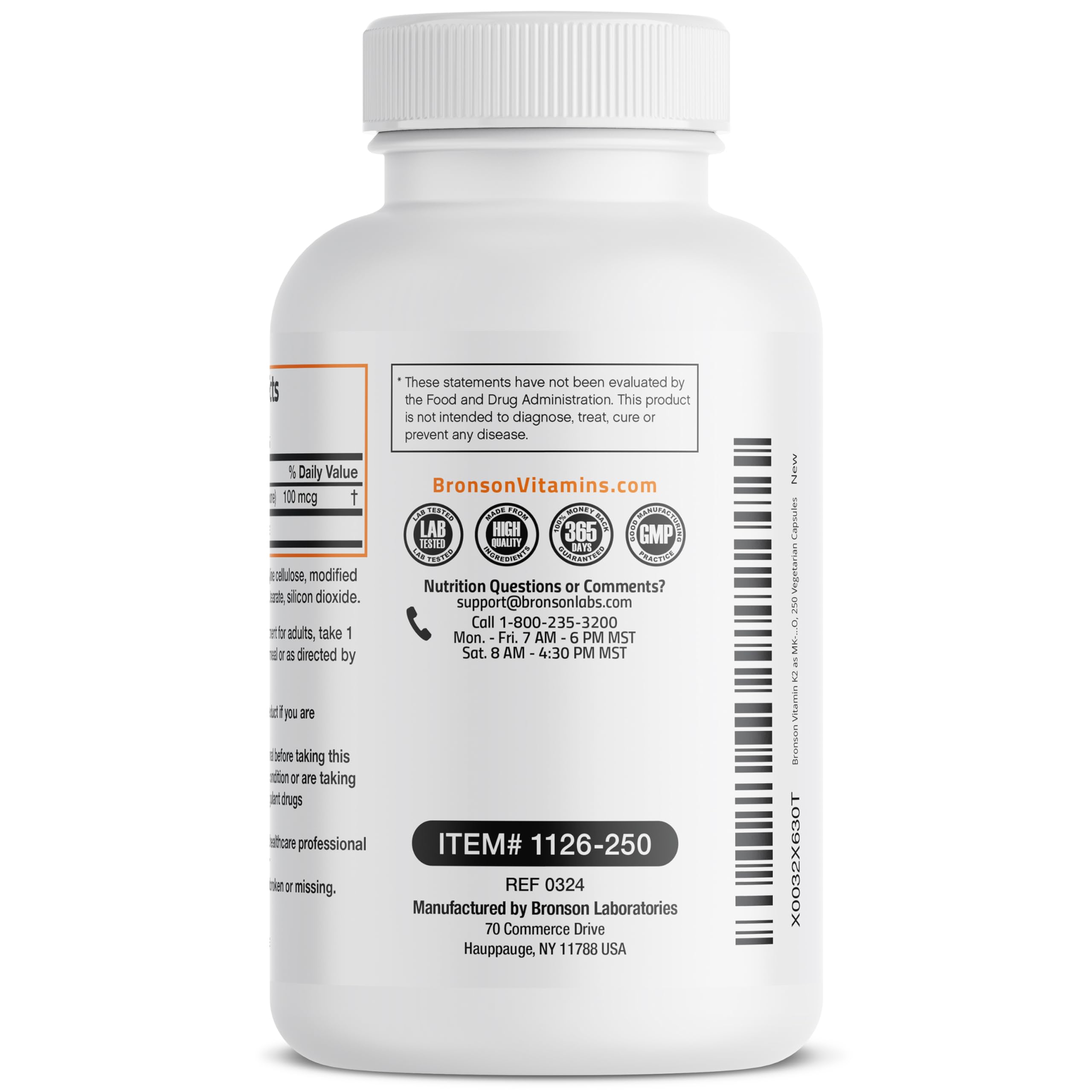 Bronson Vitamina K2 MK-7 – fábrica en Nueva York con estándares cGMP
