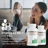 Bronson Vitamina K2 MK-7, enfoque de biodisponibilidad alta para mejor absorción.
