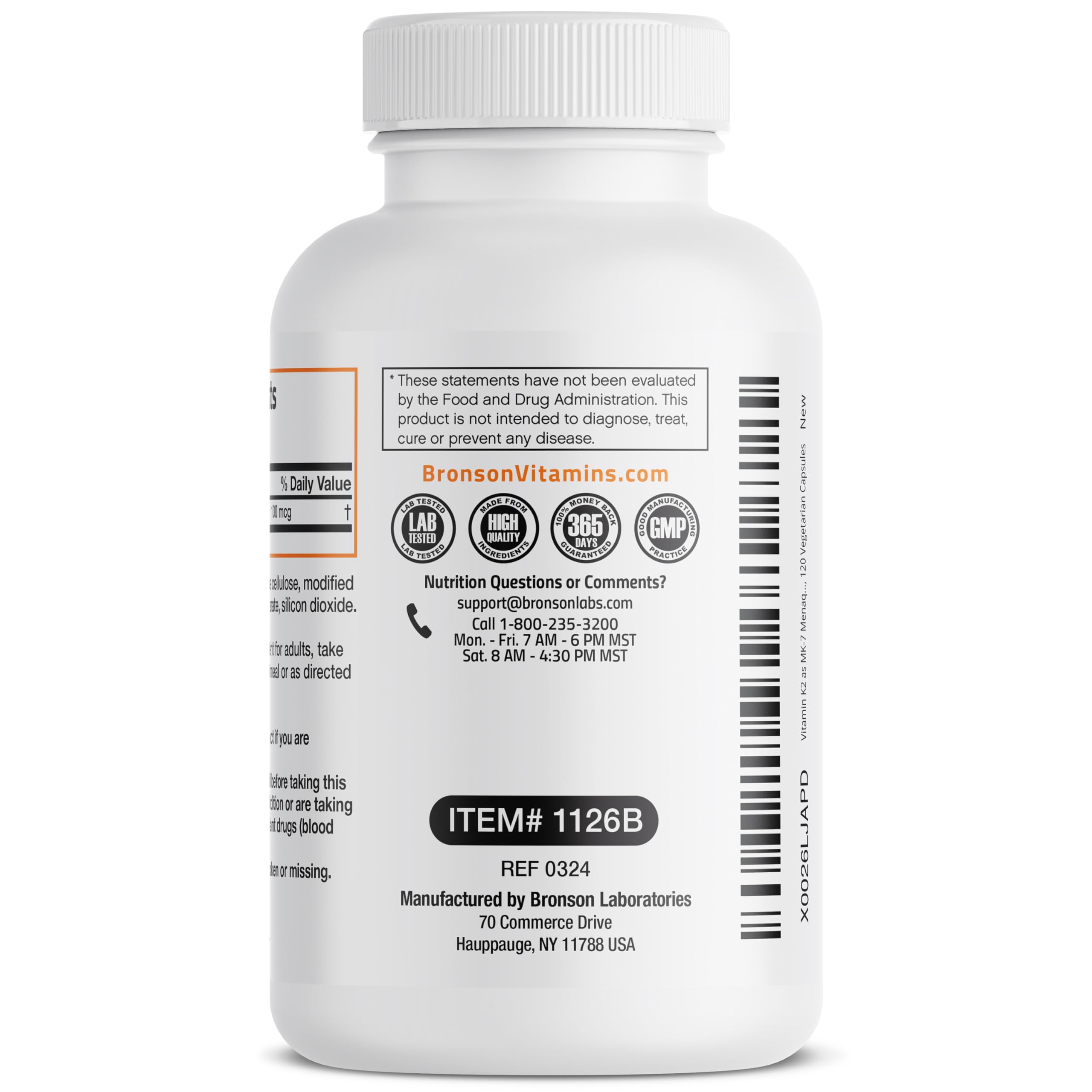 Bronson Vitamina K2 MK-7, sin gluten.