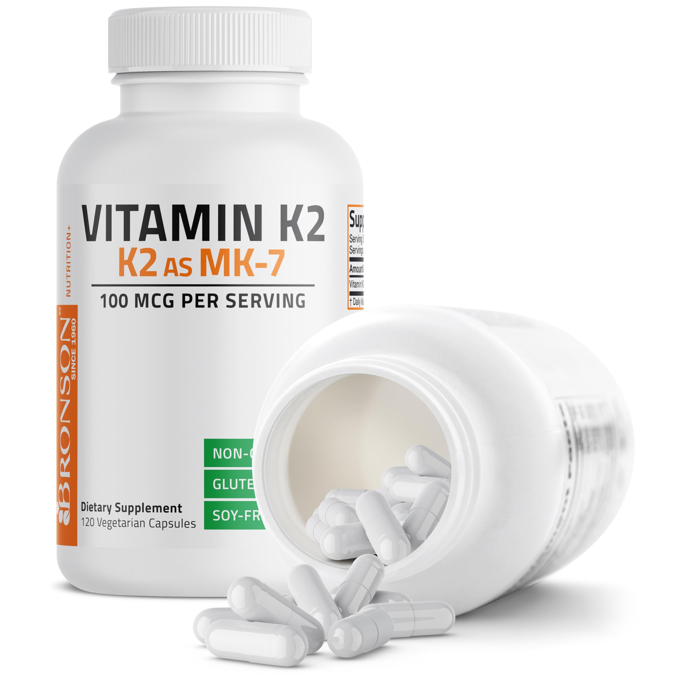 Bronson Vitamina K2 MK-7, libre de GMO para tranquilidad.