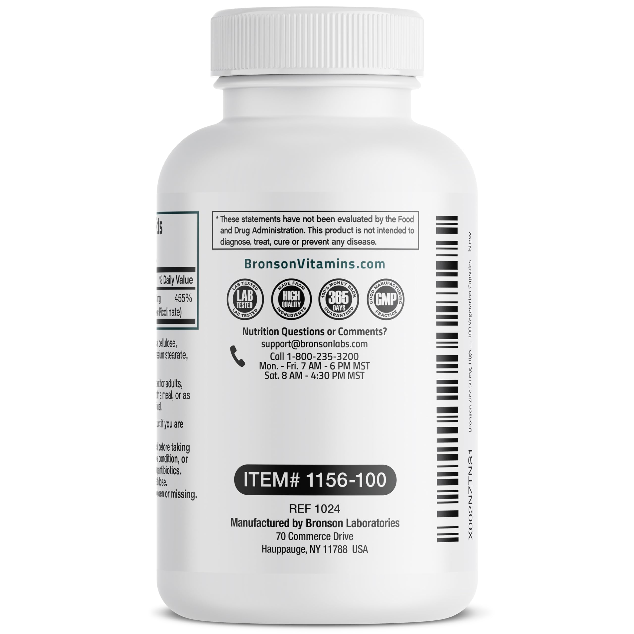 Sello de calidad cGMP Nueva York en Bronson Zinc 50 mg Complex.