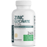 Bronson Zinc glicinato en bote, cápsulas vegetarianas para uso diario.