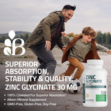 Envase de Bronson Zinc Glycinate 120 cápsulas vegetarianas