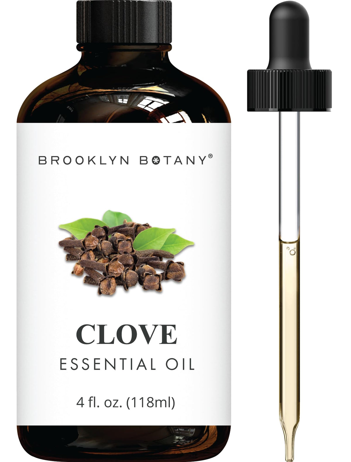 Brooklyn Botany Aceite Esencial de Clavo en frasco ámbar para conservar pureza y aroma.