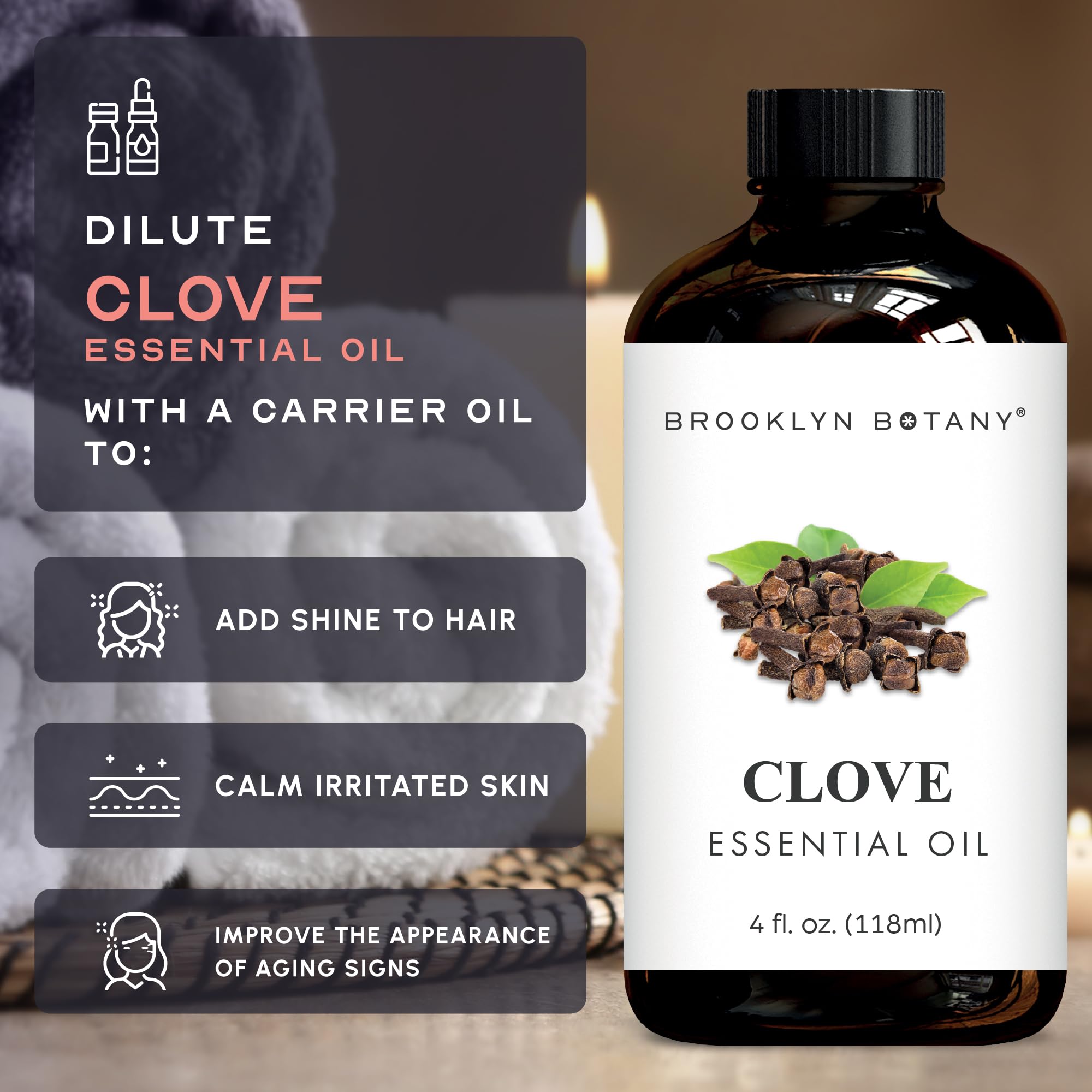 Brooklyn Botany Aceite Esencial de Clavo para mezclar con otros aceites aromáticos.