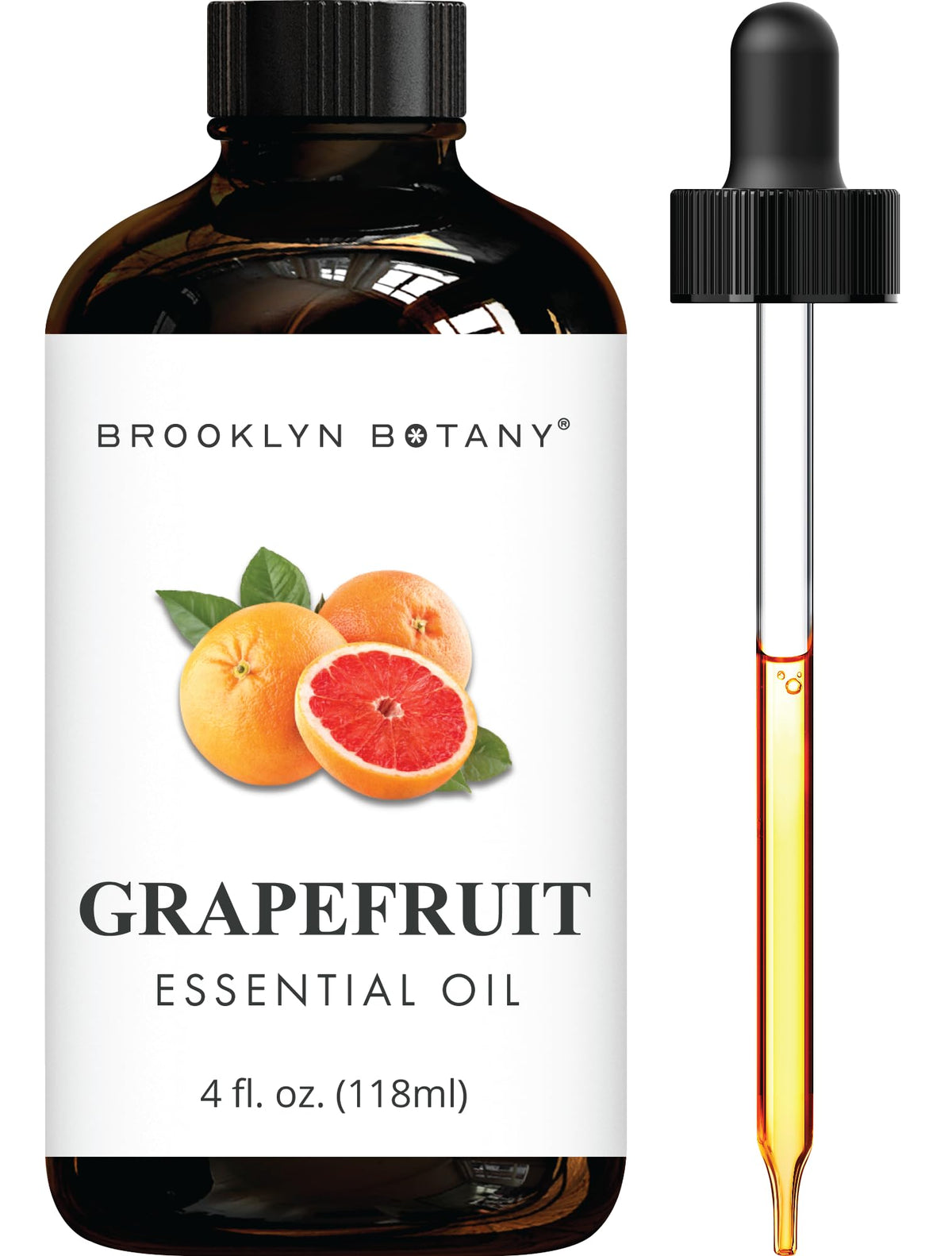 Brooklyn Botany aceite esencial de toronja en frasco-ambar de 4onzas para aromaterapia.