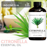 Brooklyn Botany Citronella, etiqueta clara que destaca ingredientes y uso
