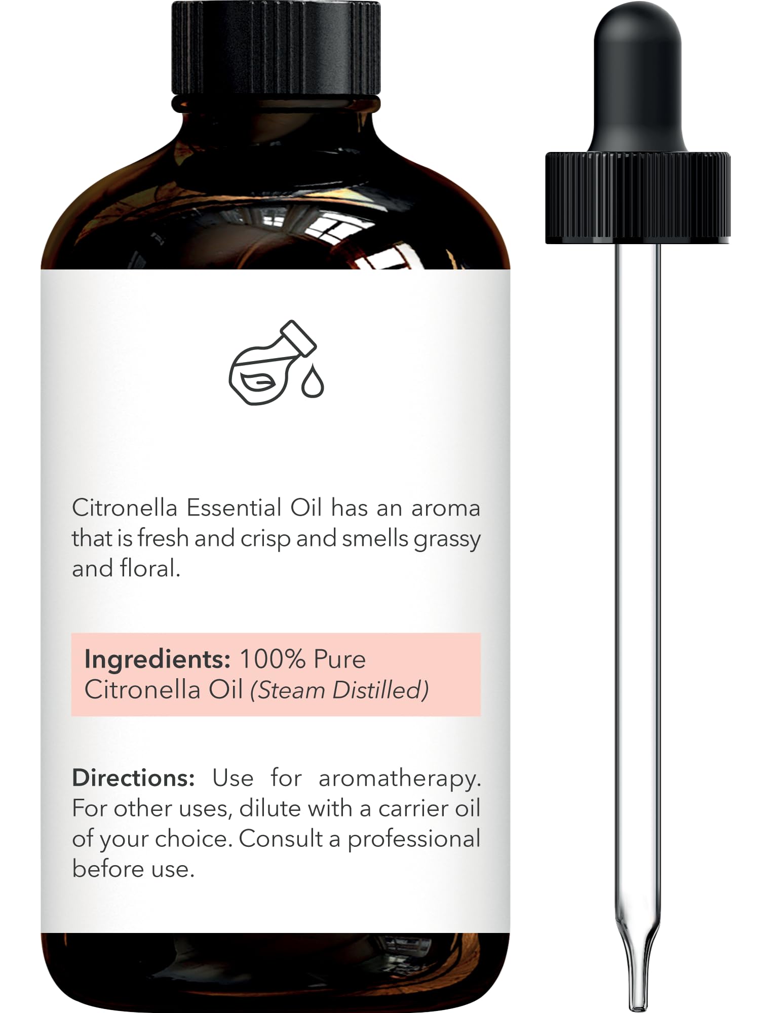Brooklyn Botany Citronella, gotero de vidrio para dosificación precisa