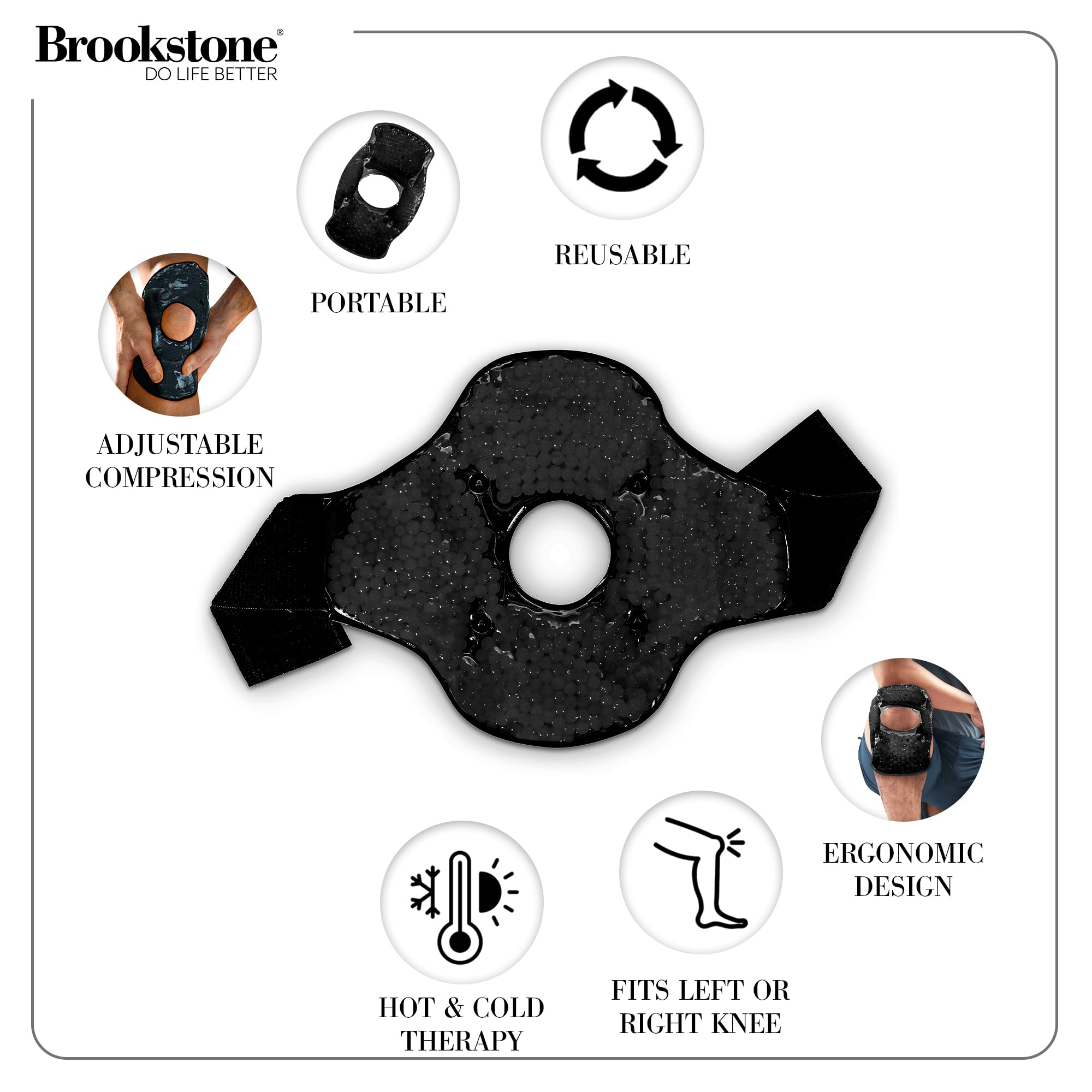 Brookstone gel flexible para rodilla, se adapta a la forma.